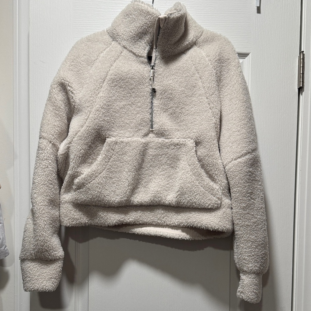 Lululemon Athletica Cream Fleece Half-Zip Sweater